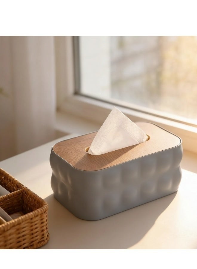 Stylish Bubble Pattern Tissue Box, Plastic Tissue Holder with Top Opening Lid, Modern Home Office Bathroom Tissue Organizer, 21×13×9 cm - Image 3